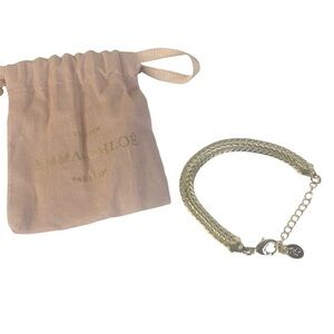 New L' atelier Emma & Chloe Gold tone plated bracelet 6"-8" braided Chain